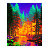 The Neon Mirage, Forest Trees Nature, Eclectic Electric Pop Art, Colorful Bright Contemporary Modern (Print Only) thumbnail