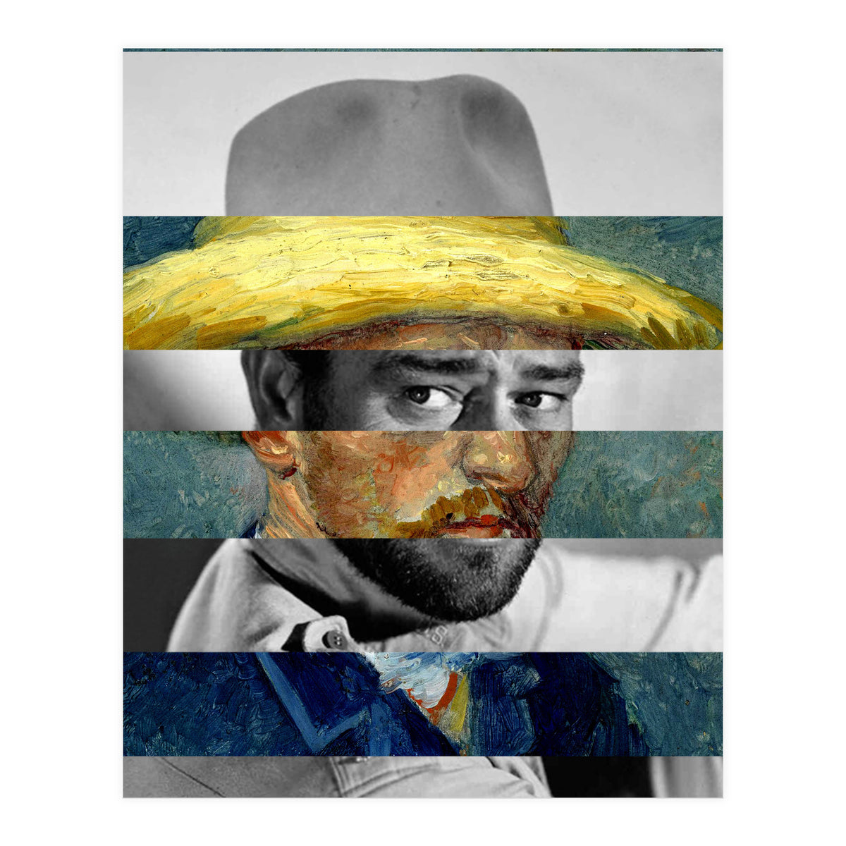 Van Gogh's Self Portrait With Straw Hat & John Wayne (Print Only)