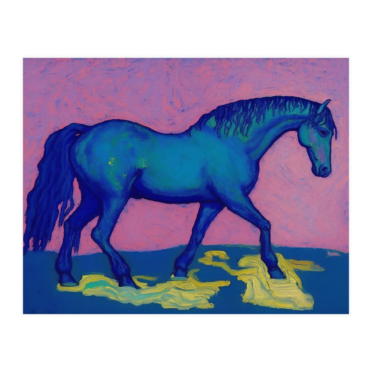Blue Horse Abstract Painting (Print Only)