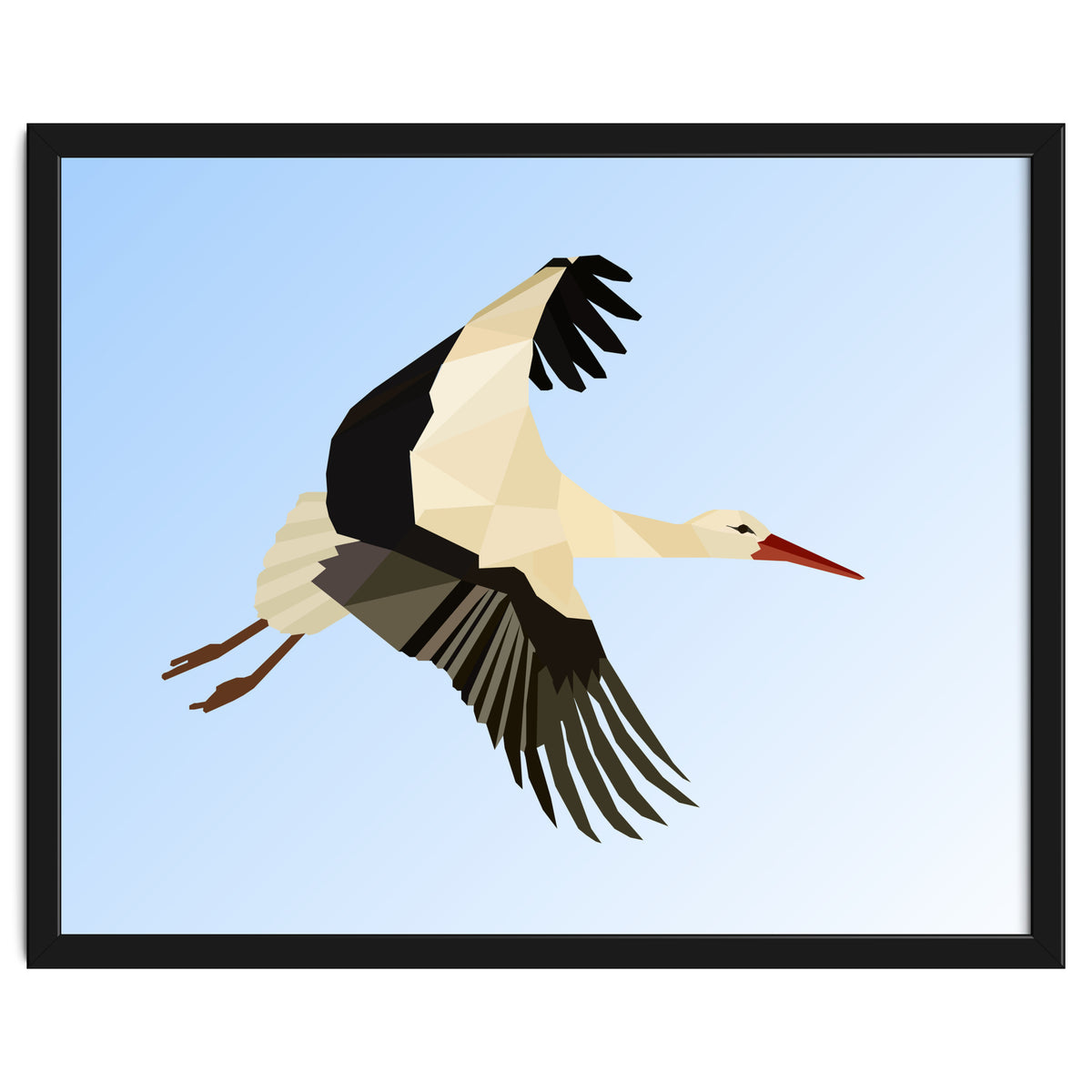 White Stork Bird Low Poly Art