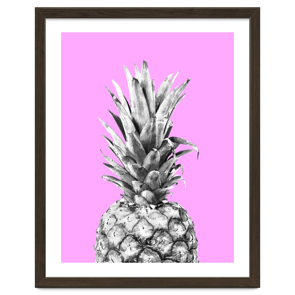 Black and White Pineapple Pink Background