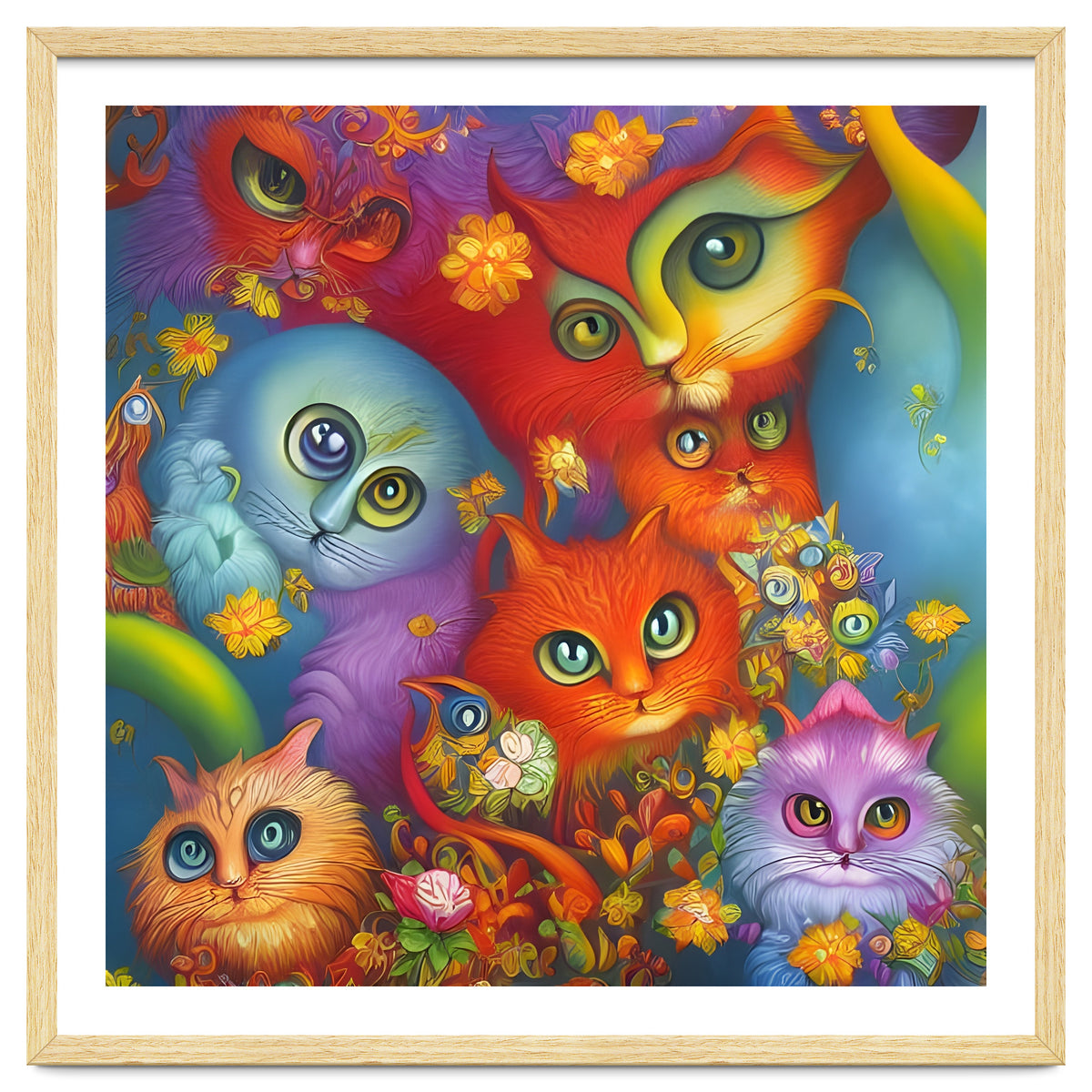 Colorful Crazy Kitty Cat Kitten Collage