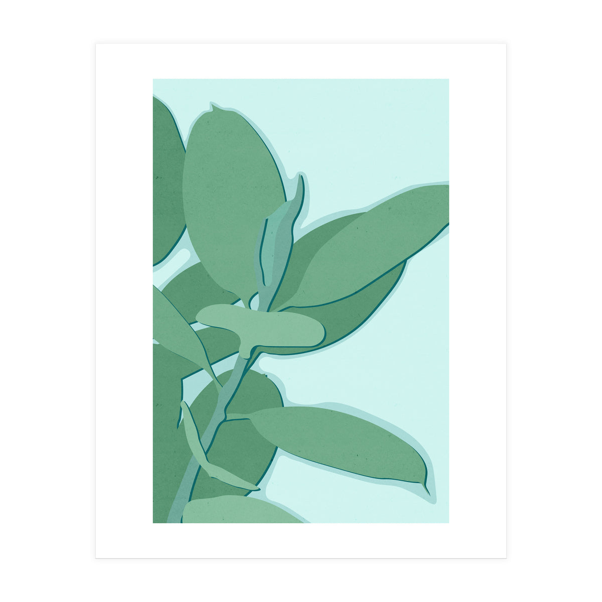 Minimal Rubber Tree Leaves - Greener Eden (Print Only)