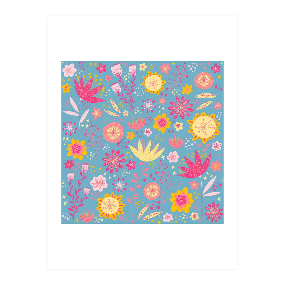 High Summer Flowers Teal (Print Only)