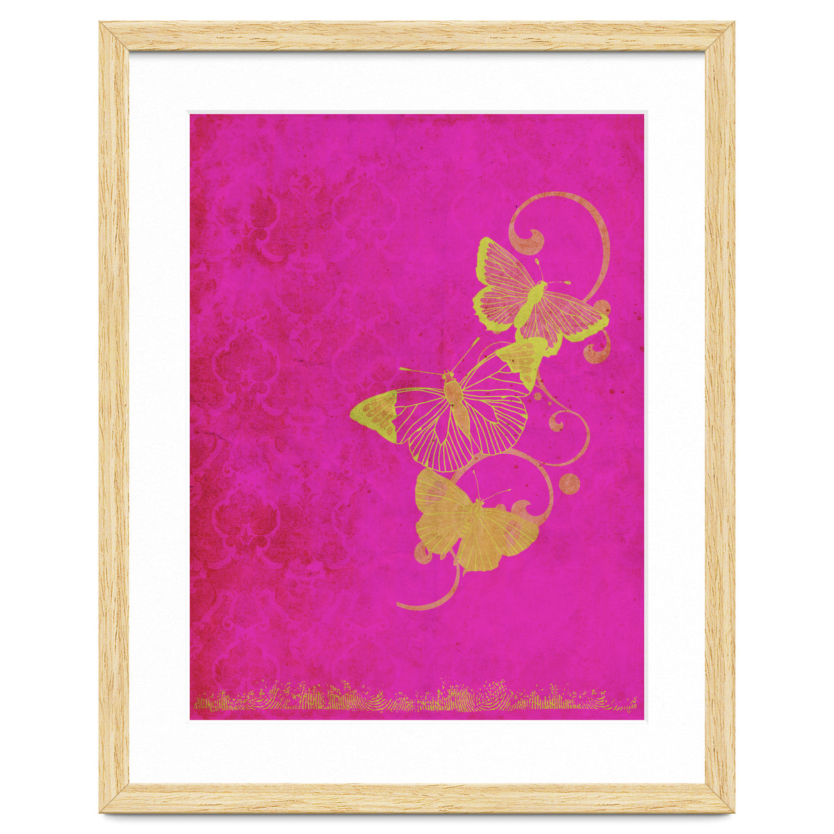 Yellow Butterflies on Pink
