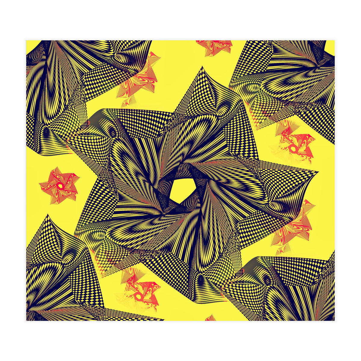 Black flowers on yellow background. (Print Only)