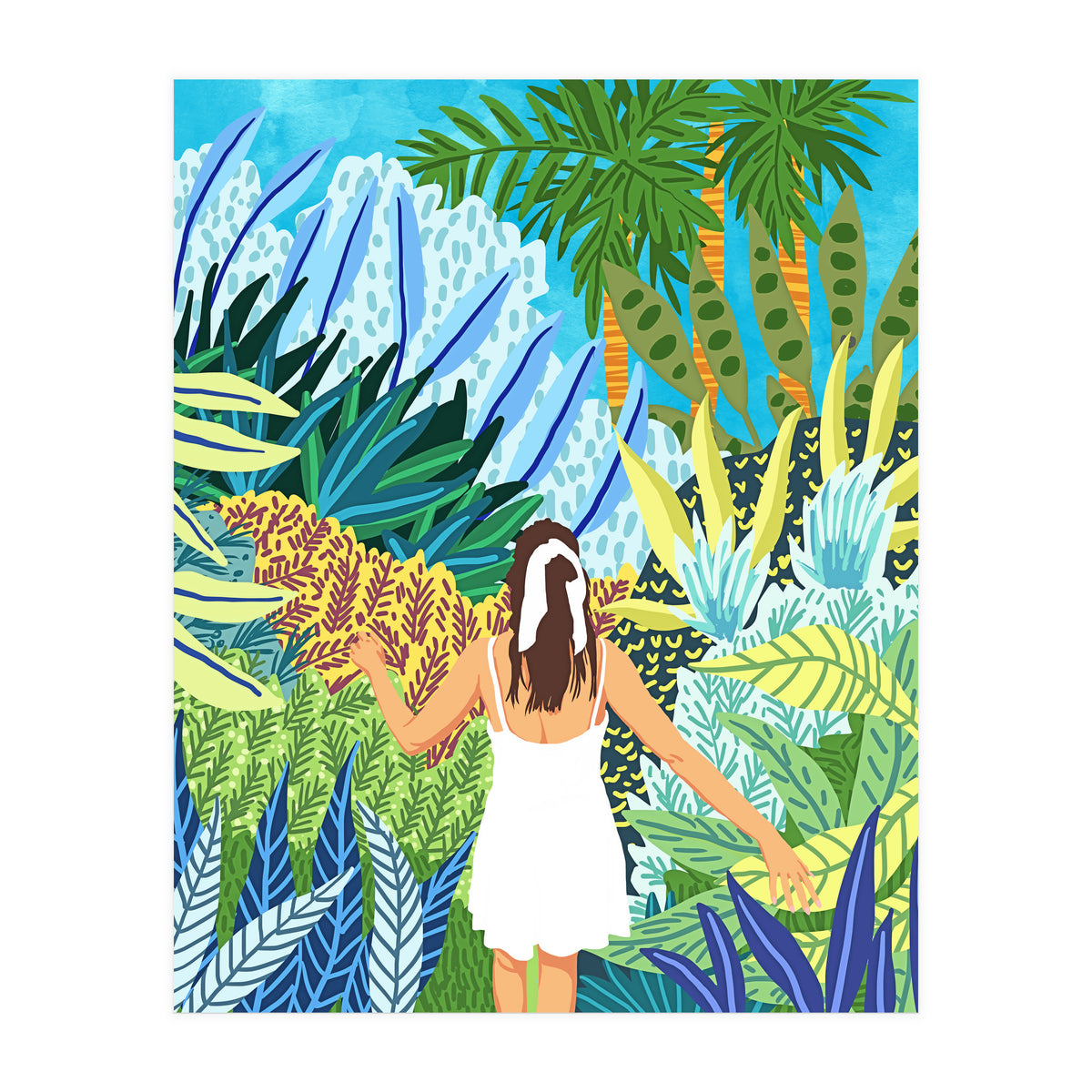 Lost in the Jungle of Feelings | Forest Tropical Botanical Nature Plants Illustration (Print Only)