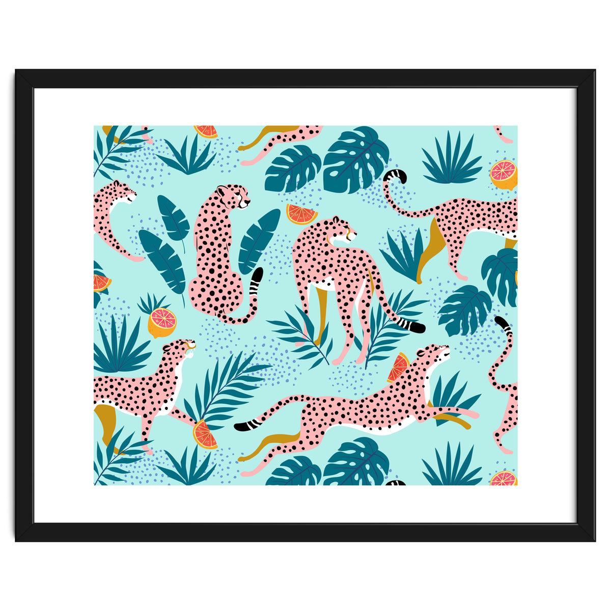 Cheetahs In The Grapefruit Grove, Tropical Jungle bohemian Wildlife, Tiger Wild Cat Nature Forest