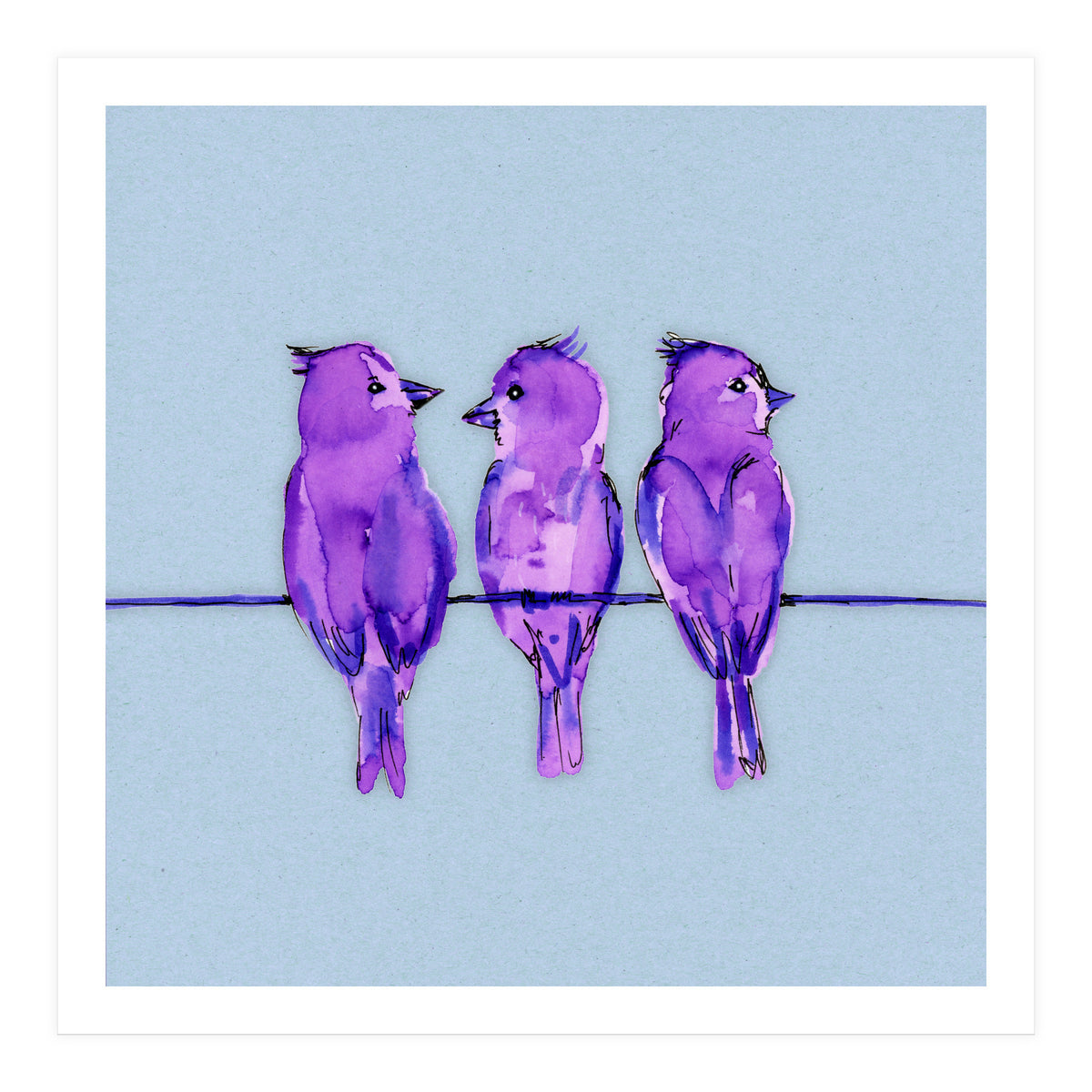 Three purple birds (Print Only)