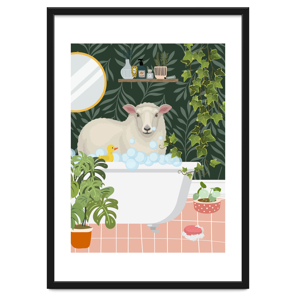 Sheep in Botanical Bathroom