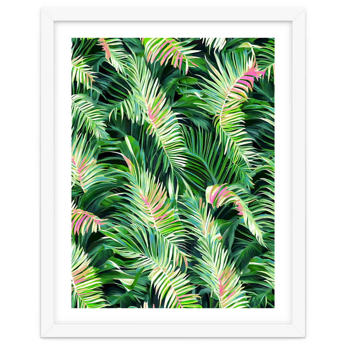 Palm & Peace Art Print, Tropical Botanical Jungle Canvas Print, Nature Painting Plants Forest Poster