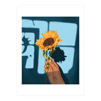 Sunflower Still Life | Flower Hand Painting | Sunny Day Shadow Hope Optimism Positivity Good Vibes (Print Only)