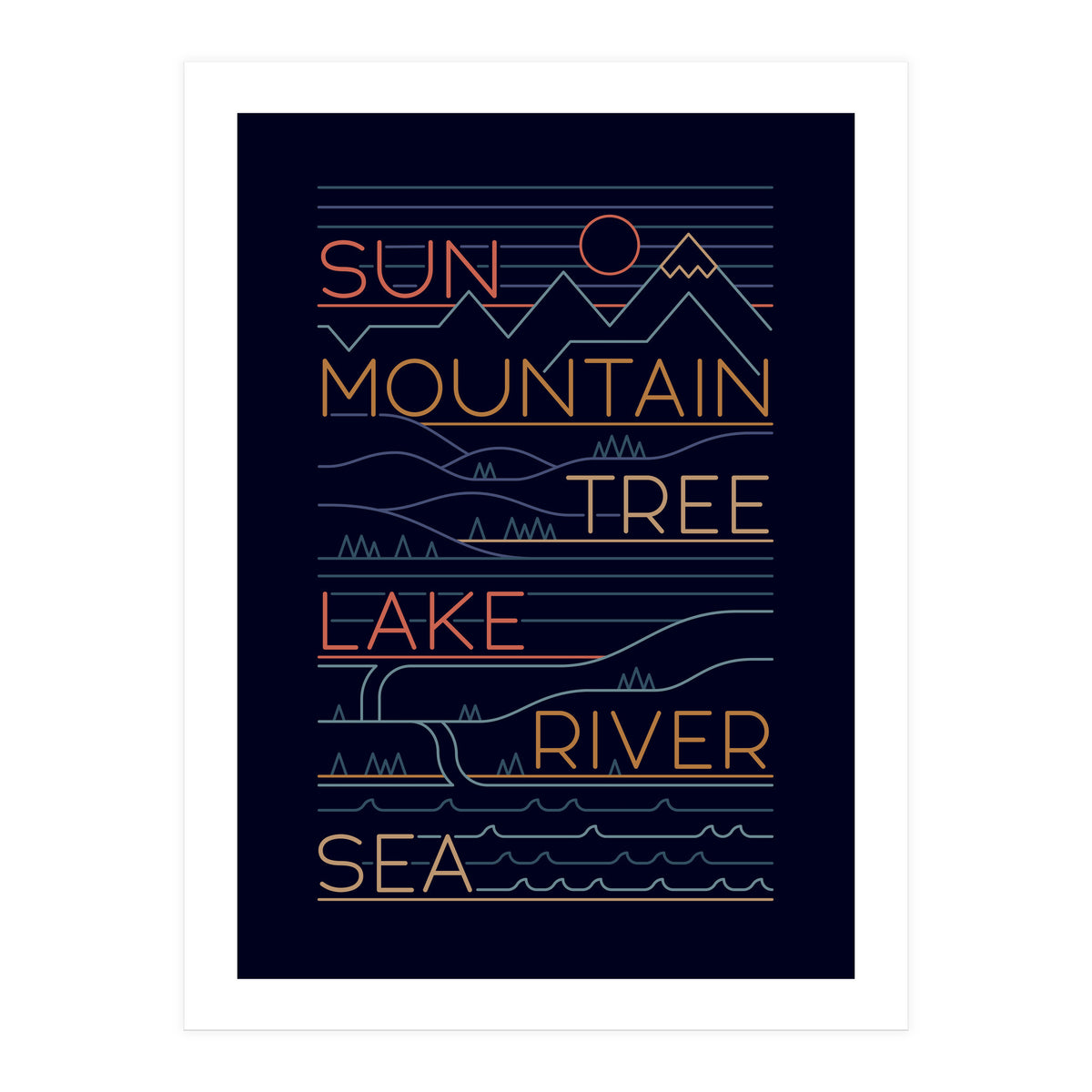 Sun, Mountain, Tree (Print Only)