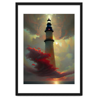 Lighthouse floating in the Sunset Clouds