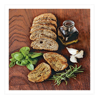 Bread, rosemary, basil and olive oil (Print Only)