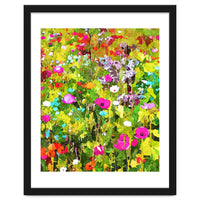 Meadow Flowers, Botanical Nature Landscape Painting