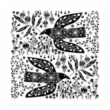 Doves And Flowers Black & White (Print Only) thumbnail