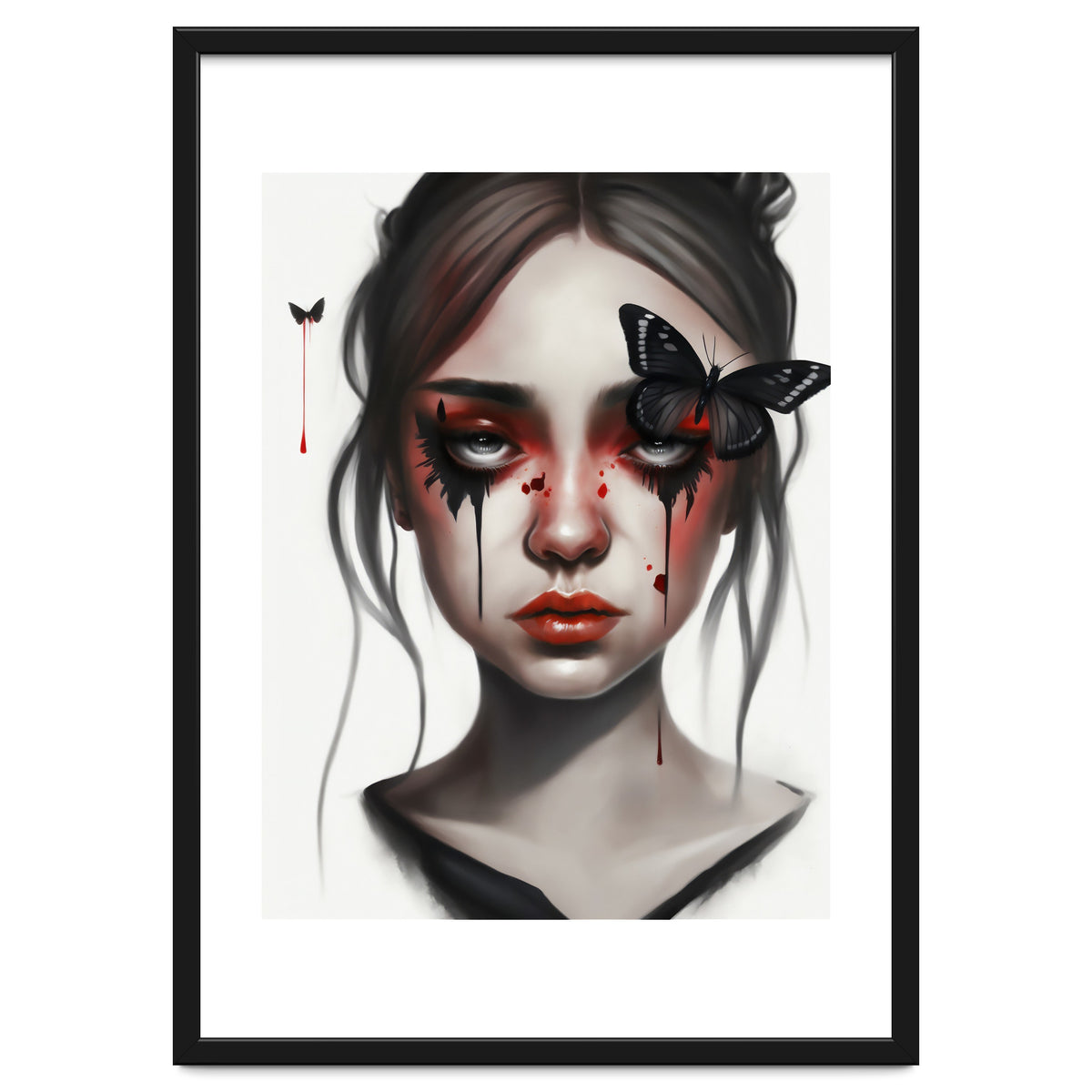 Goth Girl With Butterflies Portrait