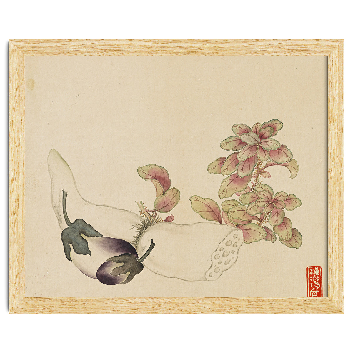 Wang Chengyu ~flowers, Vegetables, Fruits, Eggplant, Lotus Root
