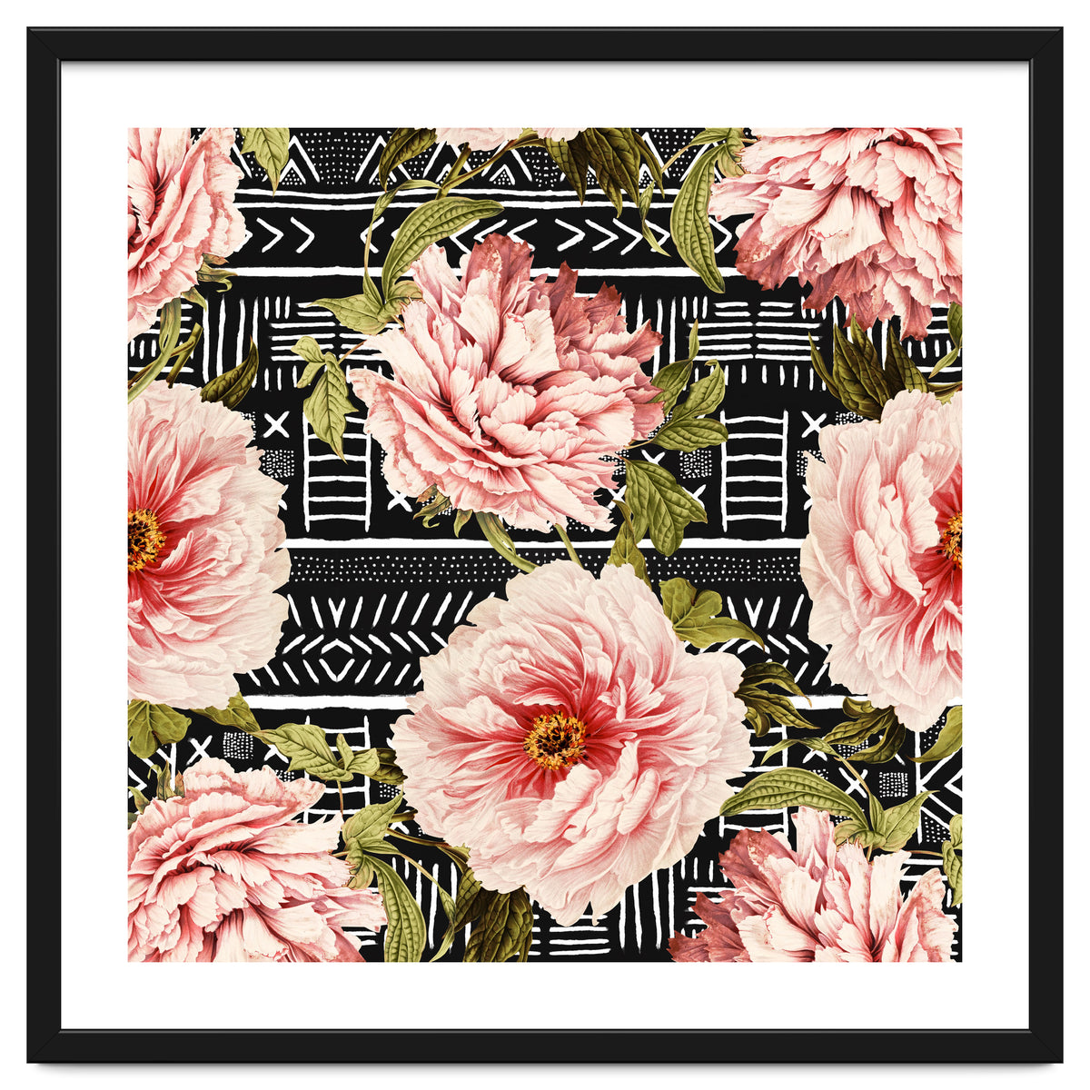 Flowering pink on drawn lines