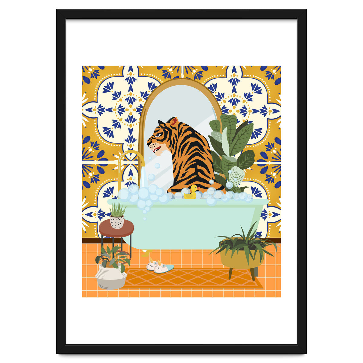 Tiger Bathing in Moroccan Style Bathroom