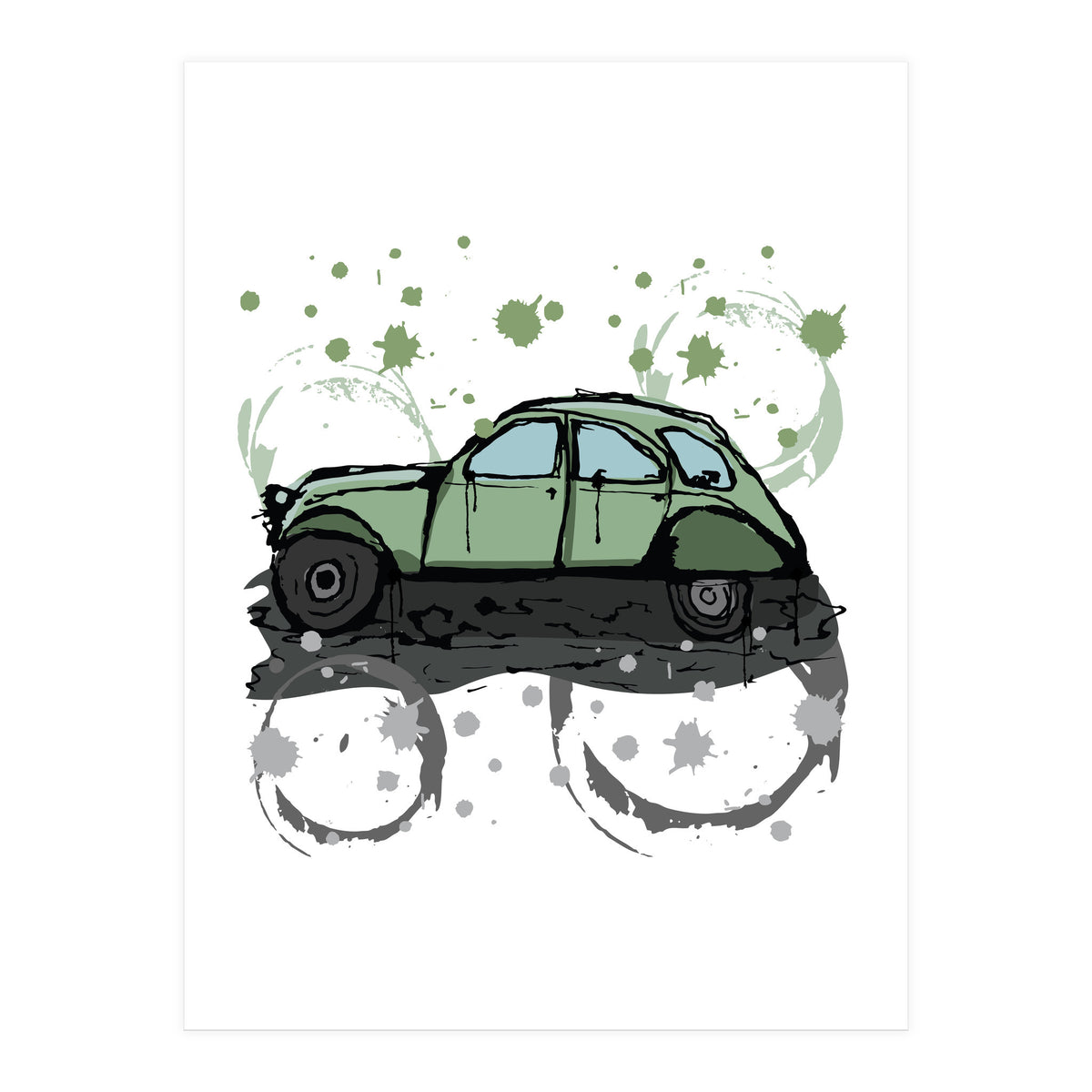 Green car sketch (Print Only)