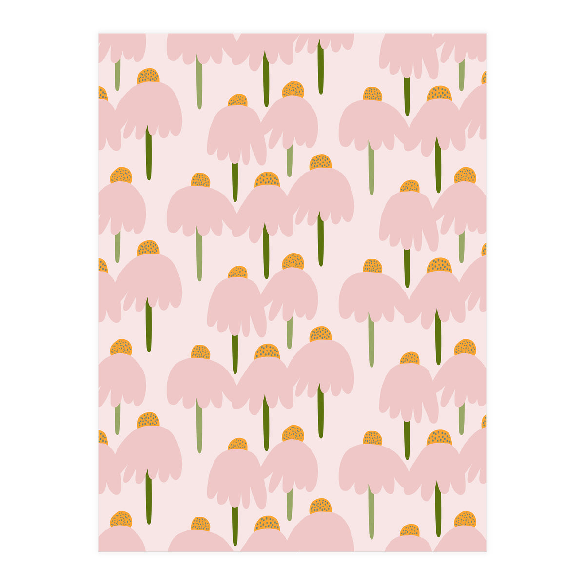 Pastel Pink Flower Pattern  (Print Only)