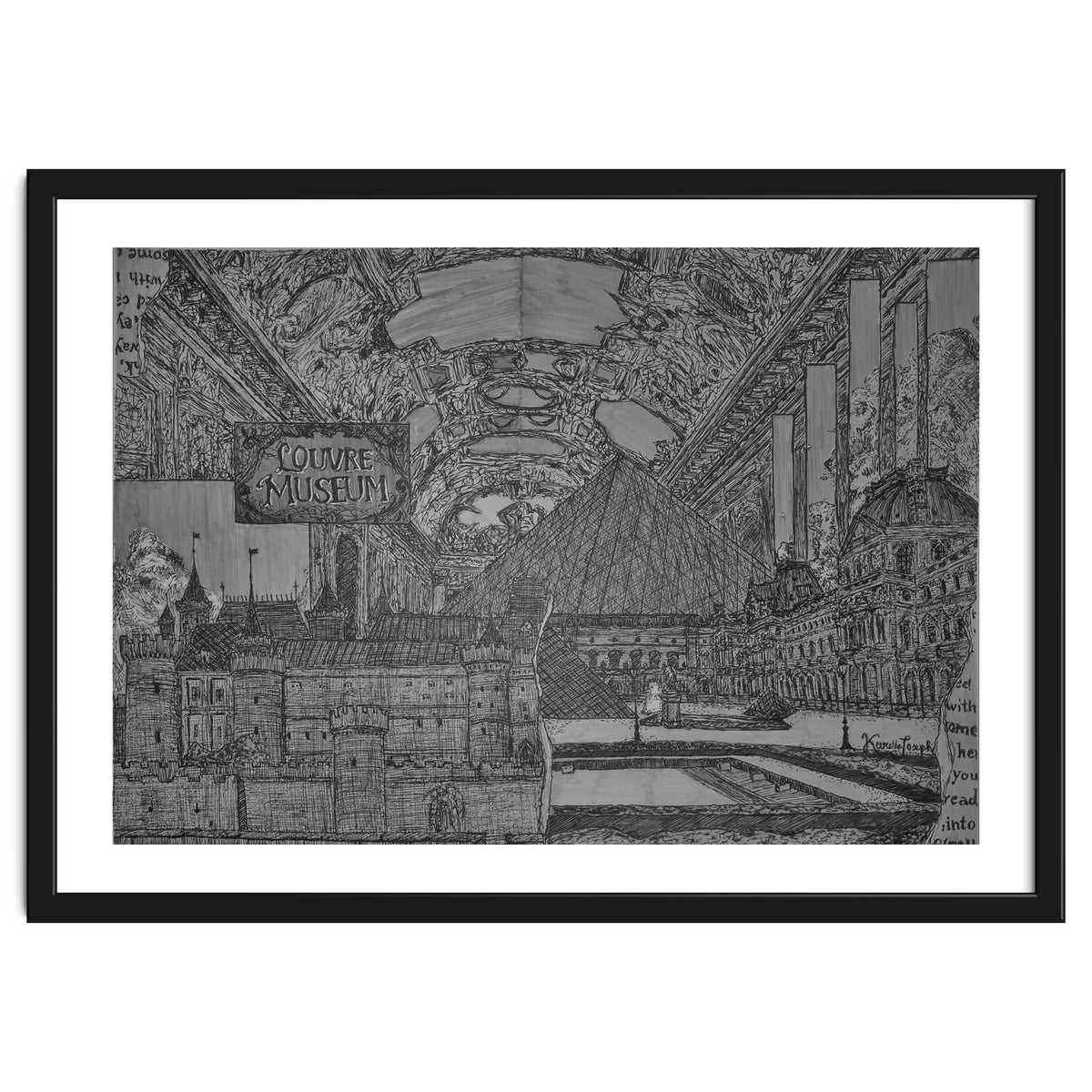 Louvre Museum B&W