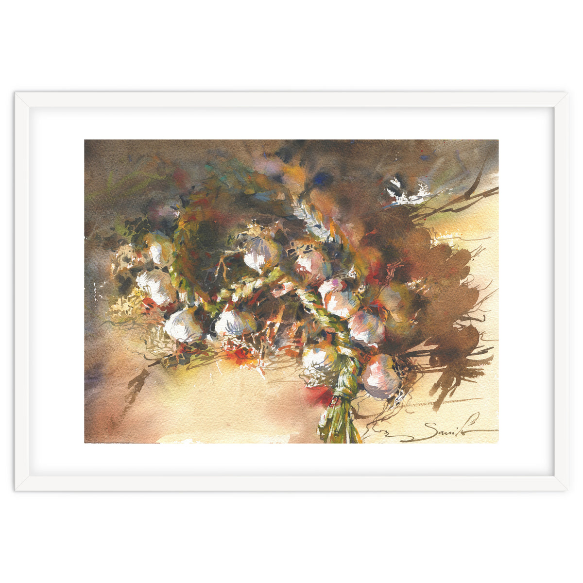 Still life garlic Watercolor