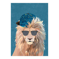 Skater Lion Portrait Blue (Print Only)