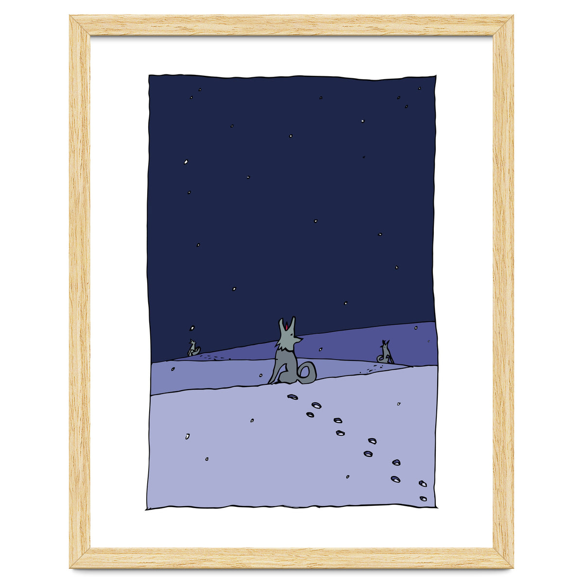 Dogs in Winter Night