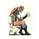 Captain America on the Toilet, funny bathroom humour (Print Only) thumbnail