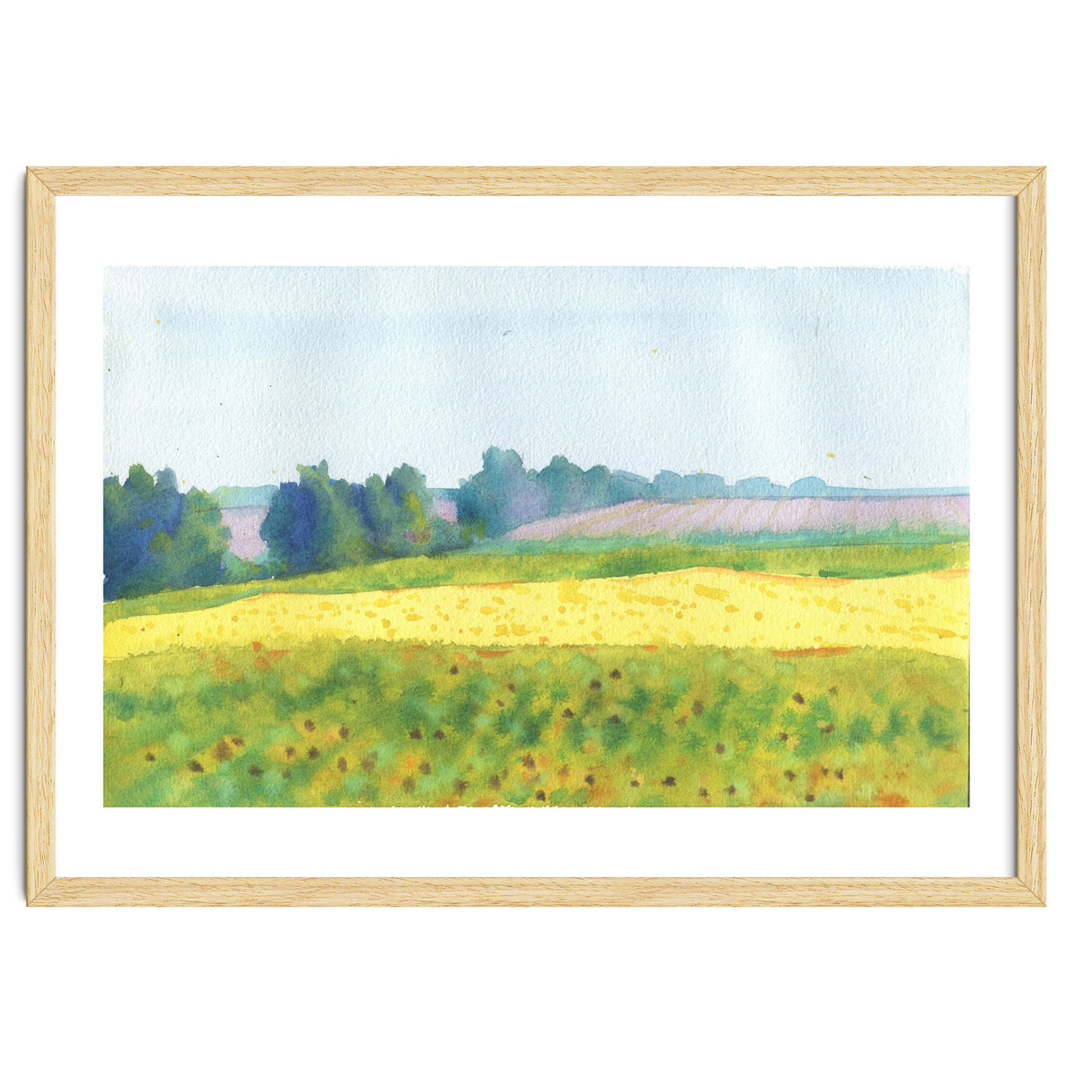Field landscape. Watercolor