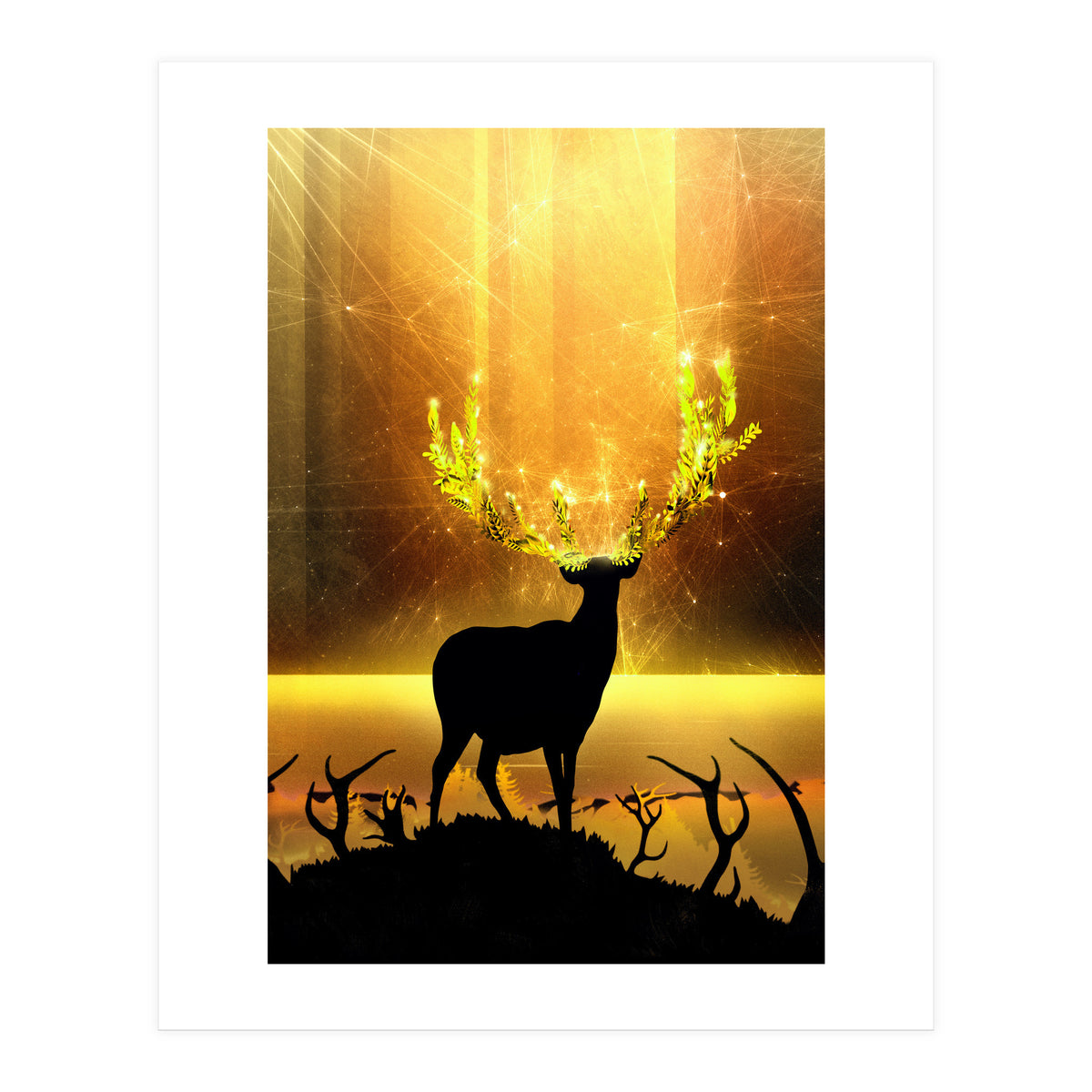 Greenery Deer Golden Sun (Print Only)