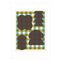 Funky Organic Shapes on a Plaid Background (Print Only)