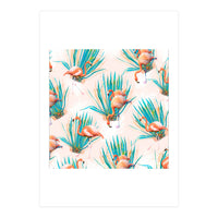 Anaglyph Flamingos with cactus (Print Only)