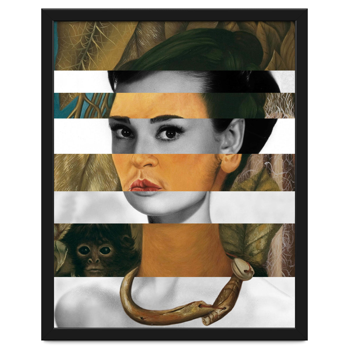 Frida Kahlo's Self Portrait with Monkey & Audrey Hepburn