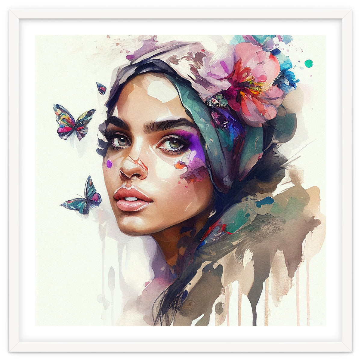 Watercolor Floral Arabian Woman #8
