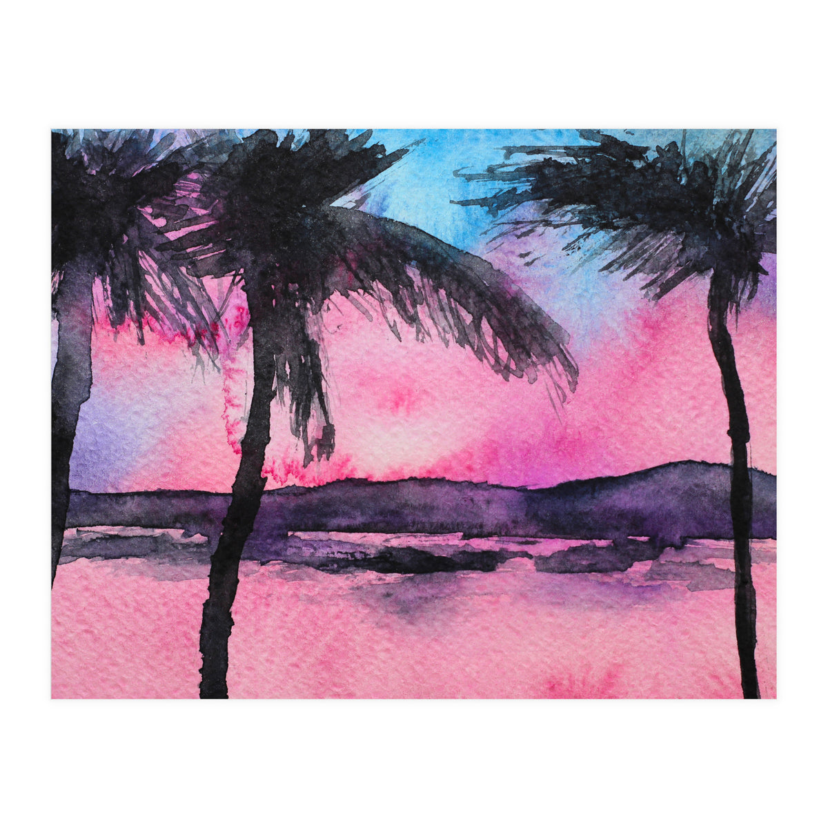 Tropical sunset || watercolor (Print Only)