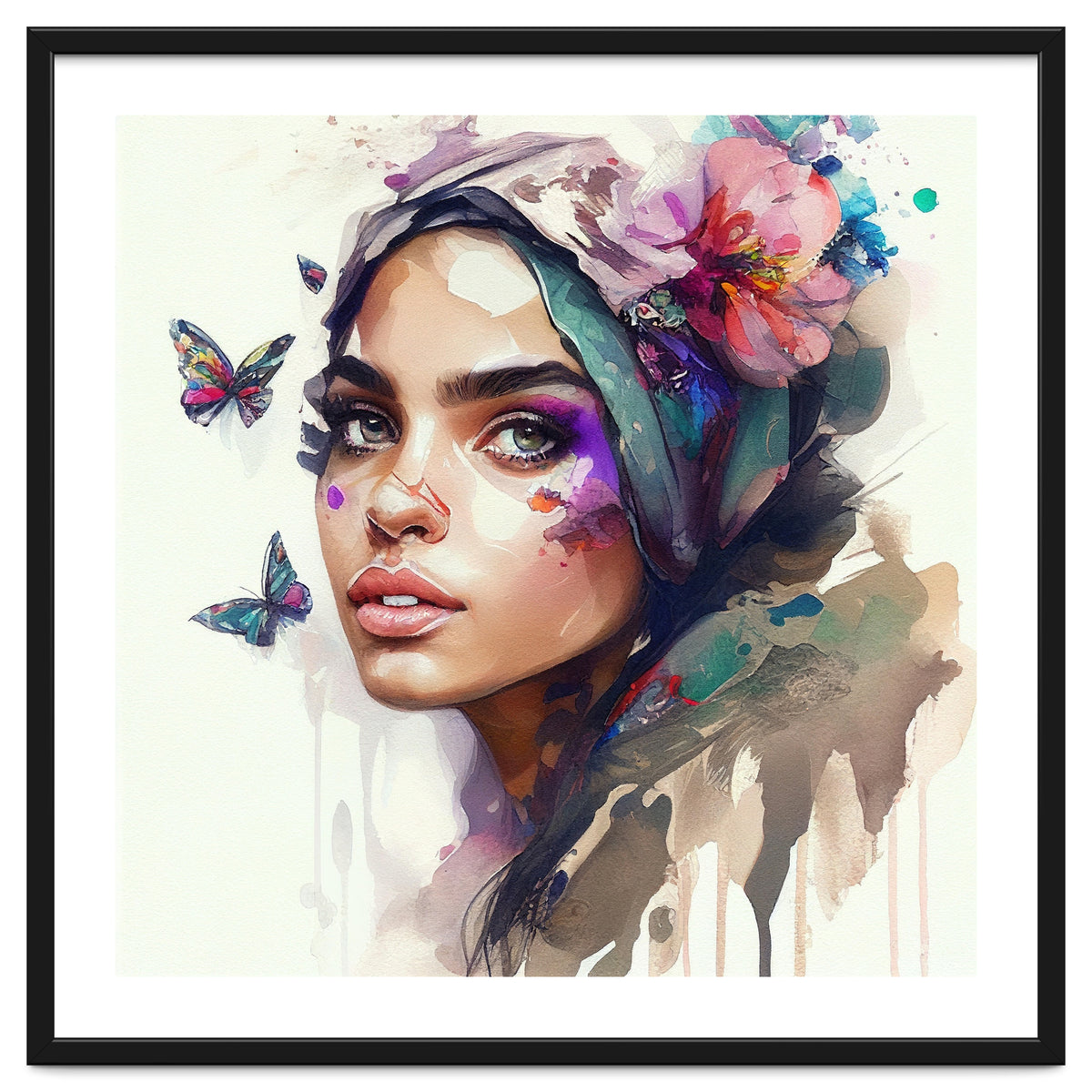 Watercolor Floral Arabian Woman #8