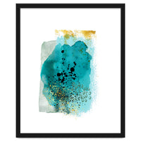 Abstract watercolour turquoise and gold