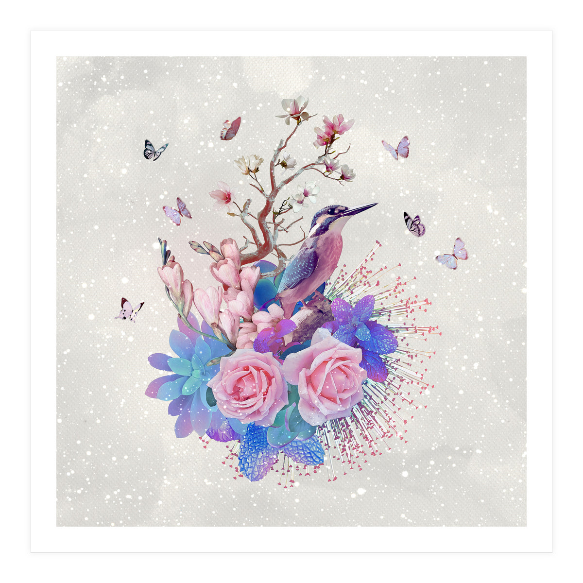 Floral Alcedo Atthis  (Print Only)