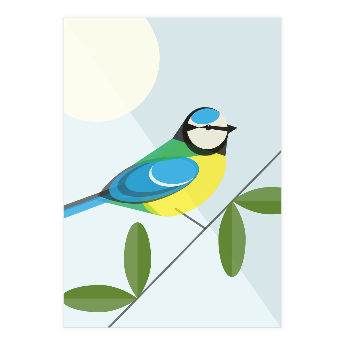 Mid Century Geometric Blue Tit (Print Only)