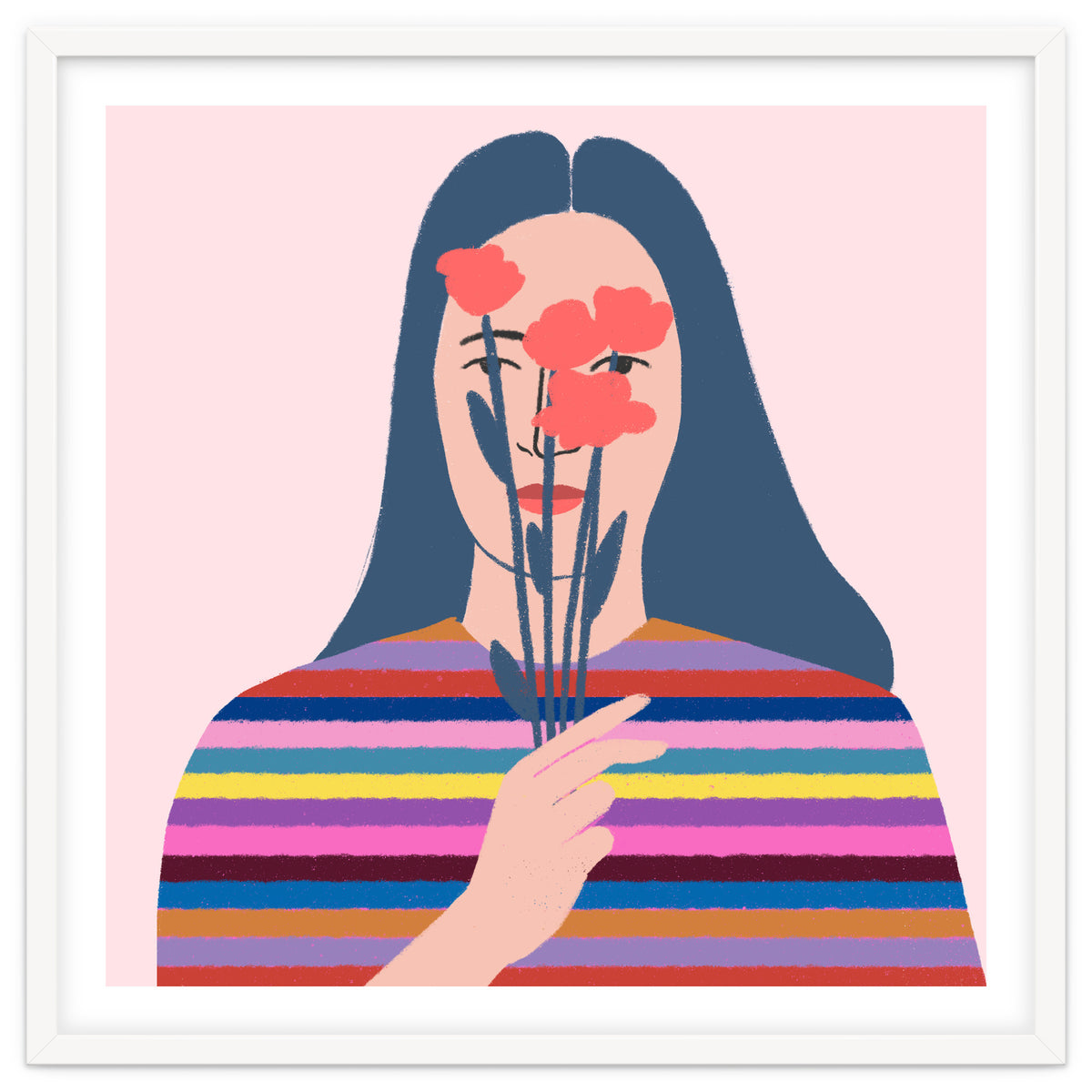 Girl With Flowers Square