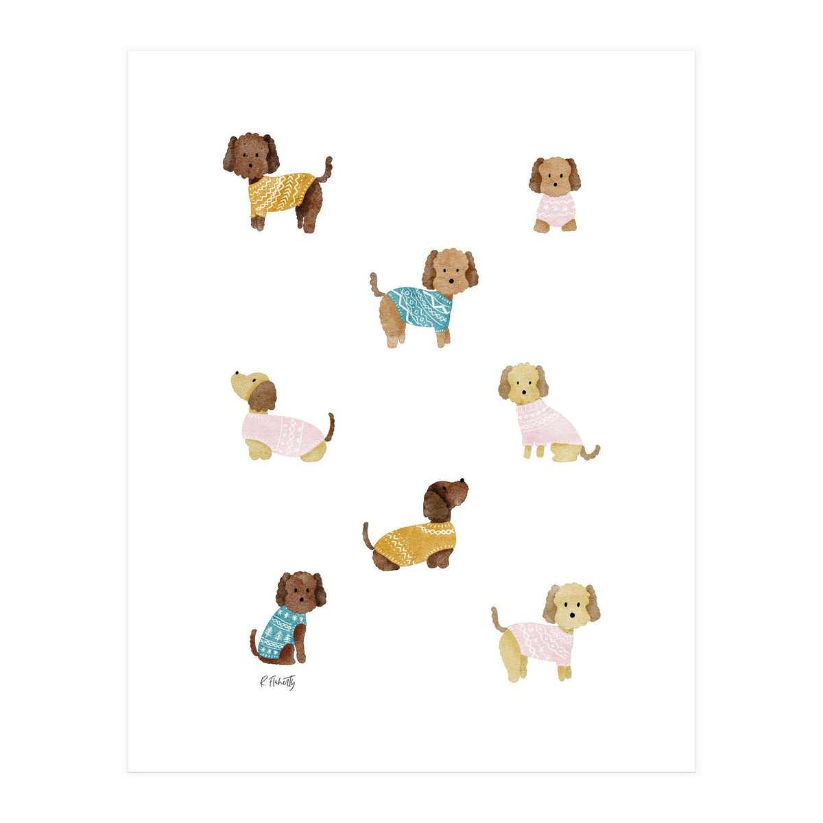 Cockapoo Dogs in Jumpers (Print Only)