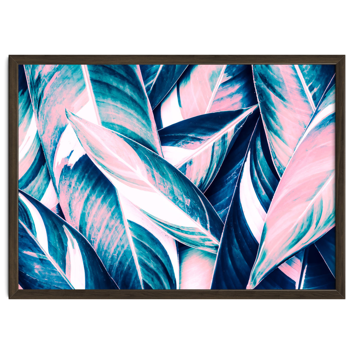 Botanical leaf pink and blue