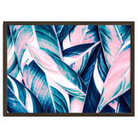 Botanical leaf pink and blue