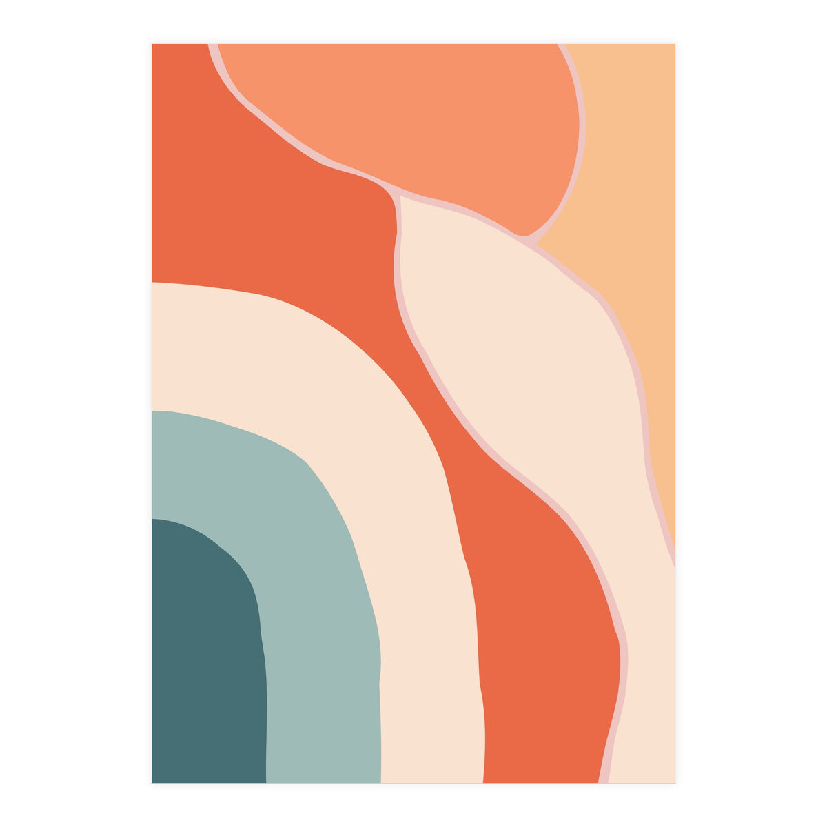 Rainbow Retro Wavy Lines (Print Only)