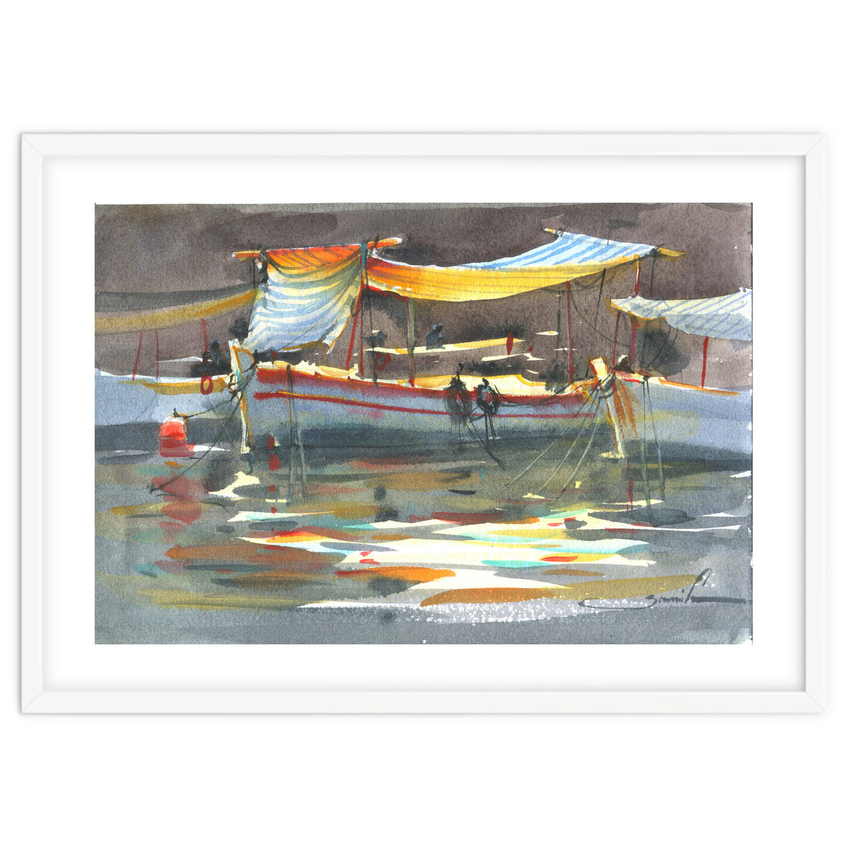 Yacht painting art watercolor