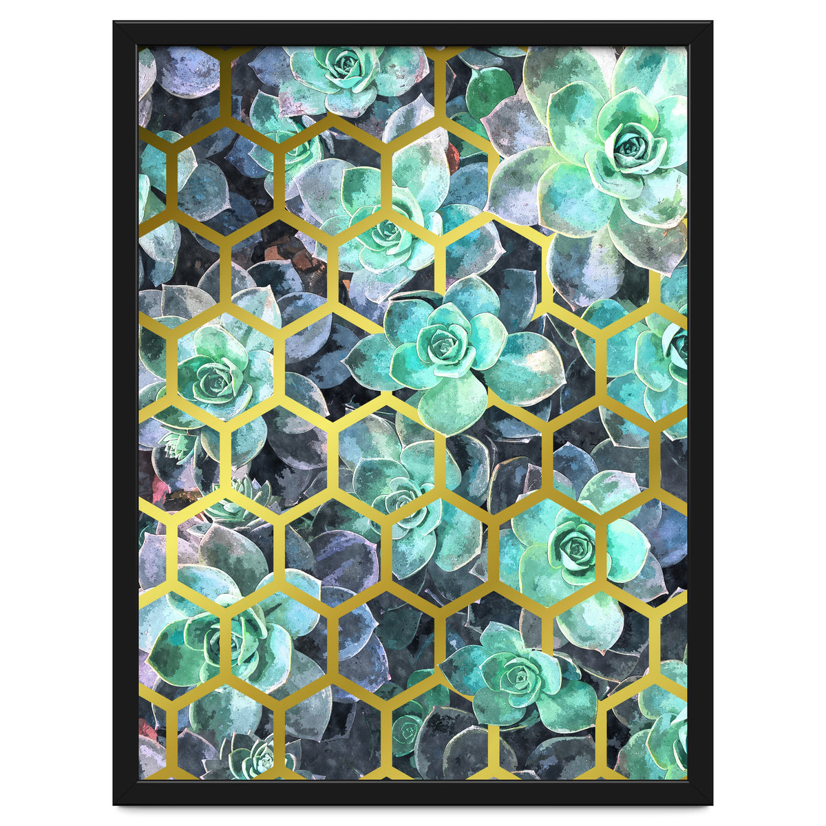 Succulents and Gold Geometric